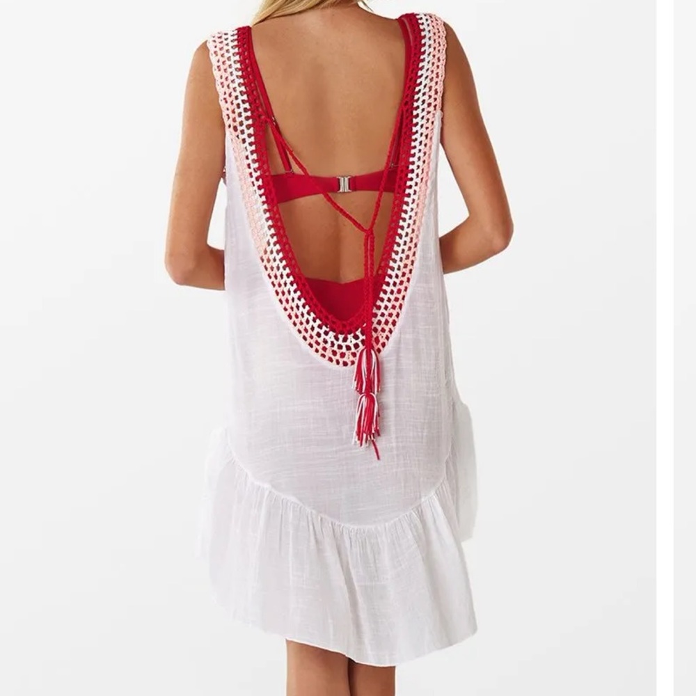 CUPSHE white coverup with crochet detailing